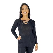 Blusa Feminina Tricot Manga Longa Social - VIFER MODA