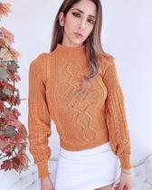 Blusa feminina tricot manga trançada diamond