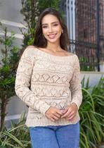 Blusa feminina tricot ombro a ombro- 1213 mimo malhas