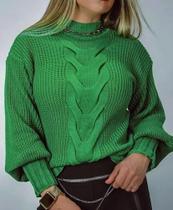 Blusa Feminina Tricot Suéter Gola Alta (Verde) - Flor de Gabriela Boutique
