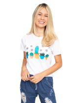 Blusa feminina tshirt estampada camiseta 100% algodão cactos