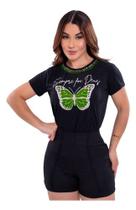 Blusa Feminina Tshirts Frase Evangélica Estilosa Bordada Moda Verão Dia a Dia Casual Estampada Moda Comfy Elegante Social Moderno