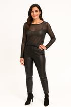 Blusa Feminina Tule Brilhante Manga longa P ao GG