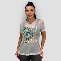 Blusa Feminina Tule Esporte Fitness Academia Transparente
