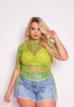 Blusa Feminina Tule Estampado com Top Plus Size Blusa Feminina Tule Estampado com Top Plus Size