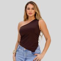 Blusa Feminina Um Ombro Só Barra Assimetrico Suplex Moda Feminina
