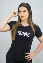 Blusa Feminina Verão Curta Estampada Básica Aplique Shine