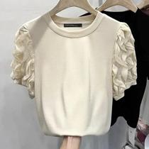 Blusa Feminina Verão - Manga Curta, Babados, Patchwork, Gola Redonda