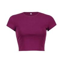 Blusa Feminina Vintage De Cor Sólida, Top Cropped Y2K Sexy, Estilo Harajuku, Camiseta Estética De