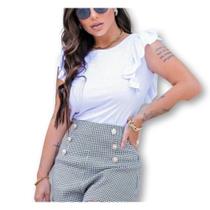 Blusa feminina viscolycra detalhe babado nas laterais