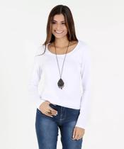 Blusa Feminina Viscolycra Gola Redonda Moda Básica Manga Longa