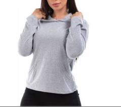 blusa feminina viscolycra manga longa capuz tendência