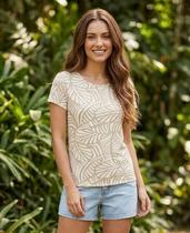 Blusa Feminina Viscolycra Várias Estampas P Ao Xgg Malwee Cor:Bege FOLHAGEMTamanho:G
