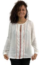 Blusa Feminina Viscose Indiano Bordados Cor Branco 368 Blusa Feminina Viscose Indiano Bordados Cor Branco 368