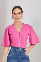 Blusa feminina Viscose Rosa Mangas Amplas Blusa feminina Viscose Rosa Mangas Amplas