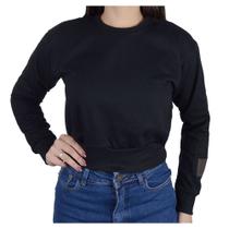 Blusa Feminina Voorth Moletom Cropped Preta - 5692A Blusa Feminina Voorth Moletom Cropped Preta - 5692A
