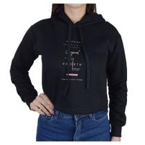 Blusa Feminina Voorth Moletom Cropped Preta - 5693A Blusa Feminina Voorth Moletom Cropped Preta - 5693A