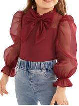 Blusa feminina WDIRARA, manga comprida, gola simulada, babados, malha 6Y Blusa feminina WDIRARA, manga comprida, gola simulada, babados, malha 6Y