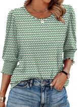 Blusa feminina XIEERDUO de manga 3/4 com listras verdes St Patricks Day