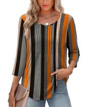 Blusa feminina XIEERDUO, manga 3/4, plissada, casual de negócios