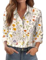 Blusa feminina Zeagoo com botões florais e manga comprida Blusa feminina Zeagoo com botões florais e manga comprida