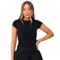 Blusa Feminino Básica Manga Curta Viscolycra