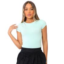 Blusa Feminino Básica Manga Curta Viscolycra