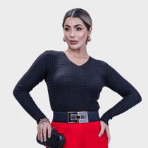 Blusa Feminino Trancinha Modal Gola V
