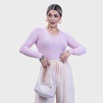 Blusa Feminino Trancinha Modal Gola V
