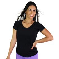 Blusa fitness academia raglan preta luna com proteção uv