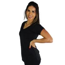 Blusa fitness casual manga basica preto com proteção uv