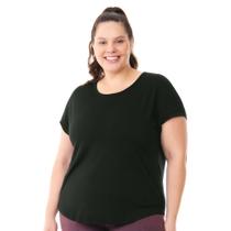 Blusa Fitness Plus Modelagem Ampla Preta
