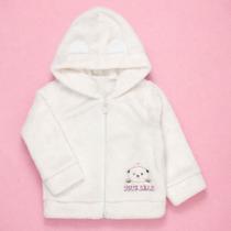 Blusa Fleece Aveludado para Bebê Menina com Capuz Orelinha Cor:cremeTamanho:P Blusa Fleece Aveludado para Bebê Menina com Capuz Orelinha Cor:cremeTamanho:P