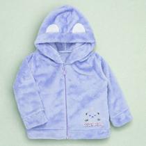 Blusa Fleece Aveludado para Bebê Menina com Capuz Orelinha Cor:lilasTamanho:M