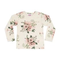 Blusa Floral Bege Suedine Infantil Menina Aysha