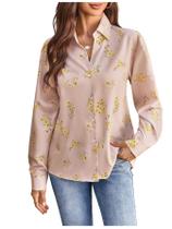 Blusa floral feminina SweatyRocks com botões tamanho M