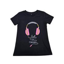 Blusa Fone de Ouvido Música Camiseta Baby Look Sfm956