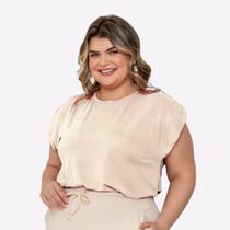 Blusa Franzida Malha Lisa Soltinha Básica Feminina Plus Size