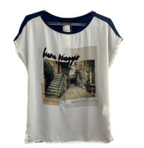 Blusa Frete Sedosa Estampada da ONEXX - Tam P