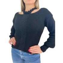 Blusa Frio Feminino Tricot Lançamento Blogueira Gola Tranças