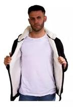 Blusa Frio Moletom Ziper Preto Com Forro Lã De Carneiro Blusa Frio Moletom Ziper Preto Com Forro Lã De Carneiro
