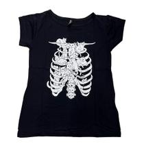 Blusa Gato Gatinhos Esqueleto Blusinha Camiseta Baby Look Feminina Sfm824
