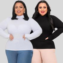 Blusa Gola Alta de Manguinha Longa Estilo Cacharrel Plus Size Combo 2 Peças Blusa Gola Alta de Manguinha Longa Estilo Cacharrel Plus Size Combo 2 Peças