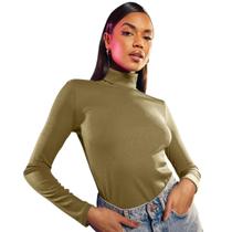 Blusa Gola Alta Feminina Malha Slim Fitness