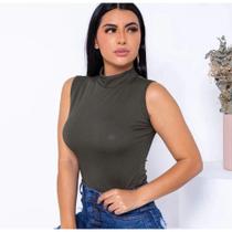 Blusa gola alta feminina sem manga malha viscose feminina prática