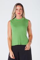 Blusa Gola Alta sem Manga Canelada Verde Bárbara Blusa Gola Alta sem Manga Canelada Verde Bárbara