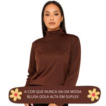 Blusa Gola Alta Suplex Cacharrel Marrom Feminina Masculina Unissex até GG