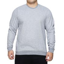 Blusa Gola Careca Moletom Liso Básico Masculino Gola Redonda Flanelado Macio