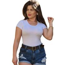 blusa gola O malha canelada linda cores P, M, G