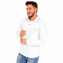 Blusa gola polo Masculina manga longa Branca Algodão Tamanho:GCor:Branca Blusa gola polo Masculina manga longa Branca Algodão Tamanho:GCor:Branca